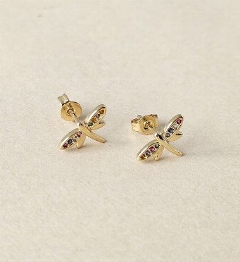 Aretes pegados Libélula