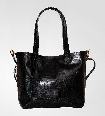 CARTERA TOTE BAG JIMENA CROCO NEGRO TEXTURADO