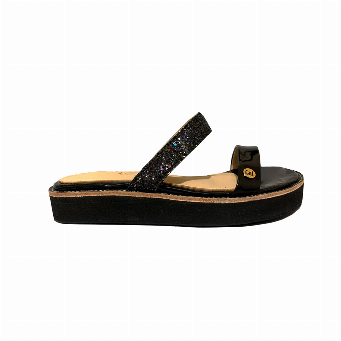 SANDALIAS NEGRA CON DOS RAYAS EN GLITTER