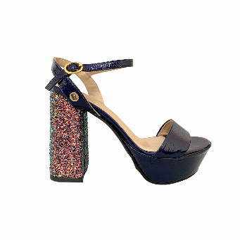 TACONES AZUL CON TACO GLITTER